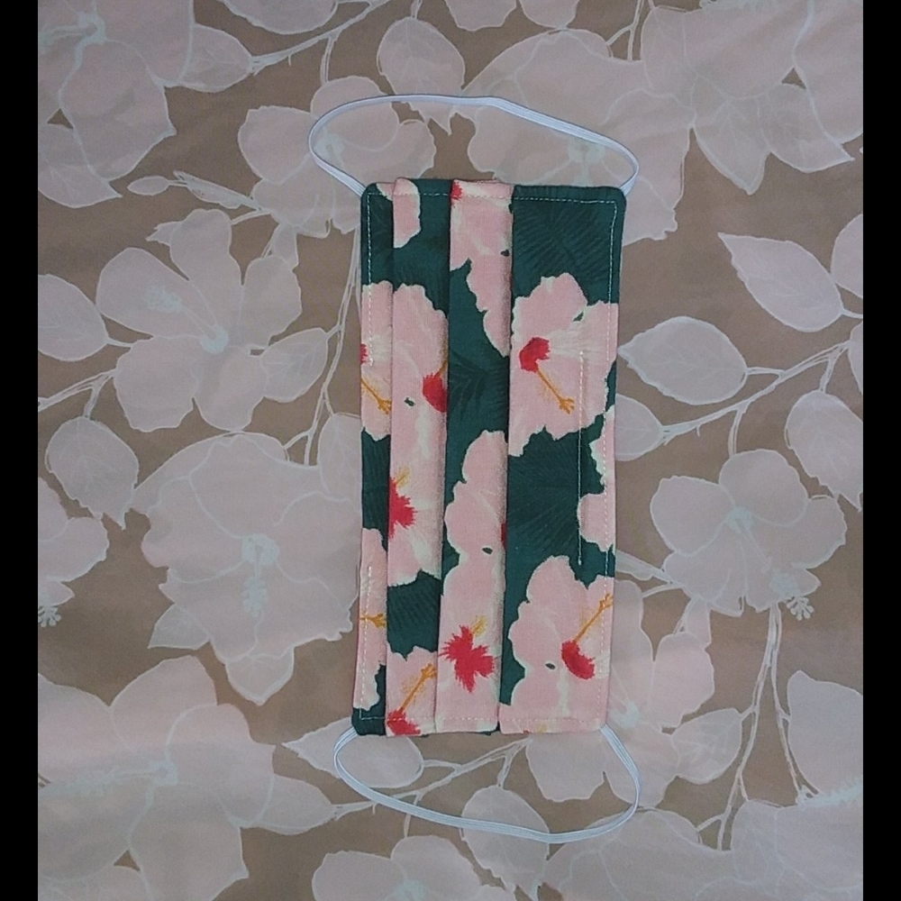 Acacia Mahalo cloth face mask fabric swimwear green pink peach hibiscus original